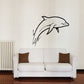 Dolphin jumping out of water wall decal, black outline on light background