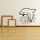 Dolphin wall decal with splash design, black outline on light surface