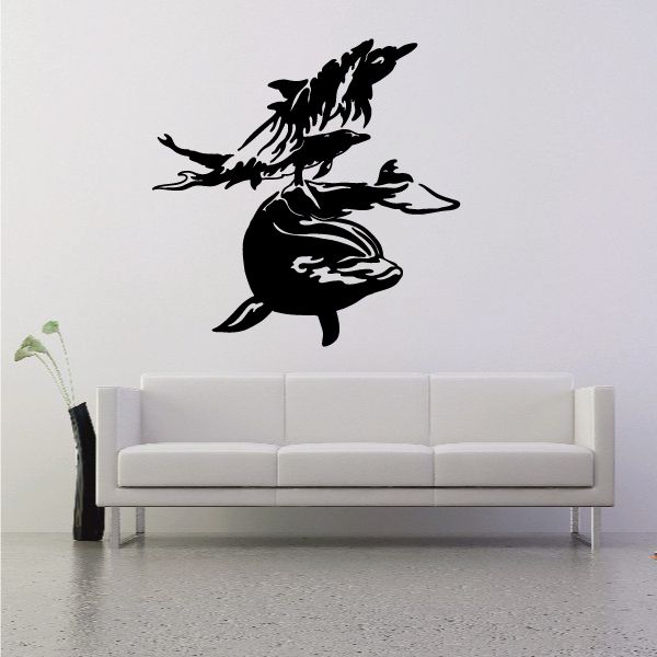 Image of Splashing Dolphins Scene Decal