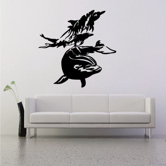 Image of Splashing Dolphins Scene Decal