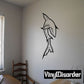 Shark wall decal with grinning shark and splash lines, black outline design