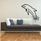 Dolphin decal sticker with splashing water design, black outline on white