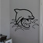 Dolphin wall decal with splash waves, black outline design