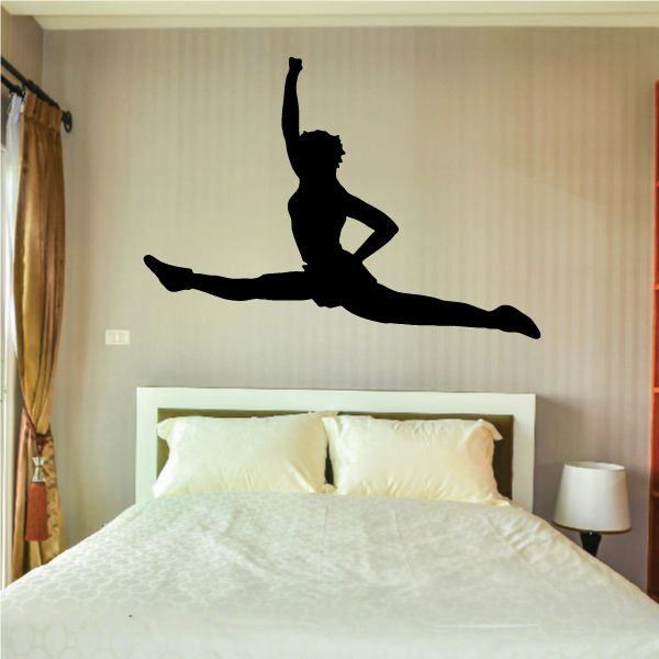 Cheerleader wall decal silhouette, leaping with arms out