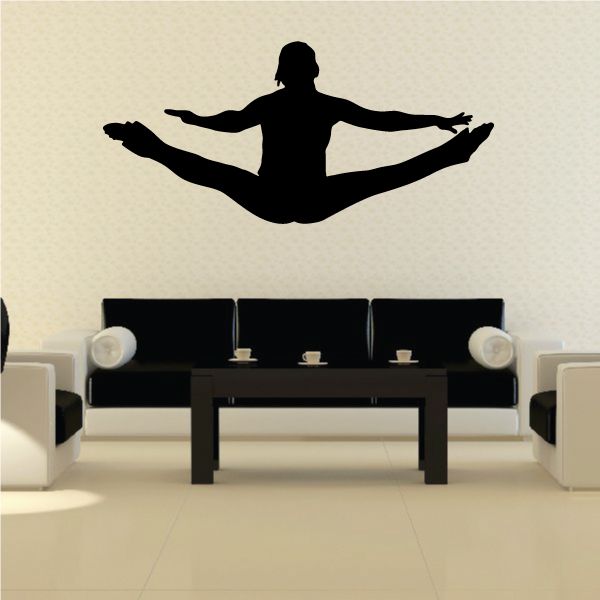 Cheerleader wall decal silhouette with arms out in a split pose