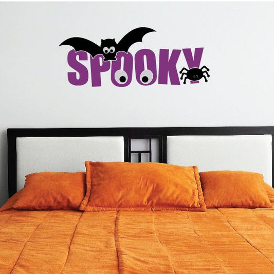 Image of Spooky Bat and Spider Text Decal