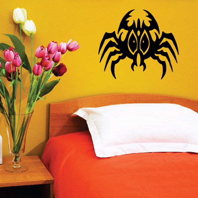 Spooky crab wall decal, black cartoon scuttler with glowing eyes