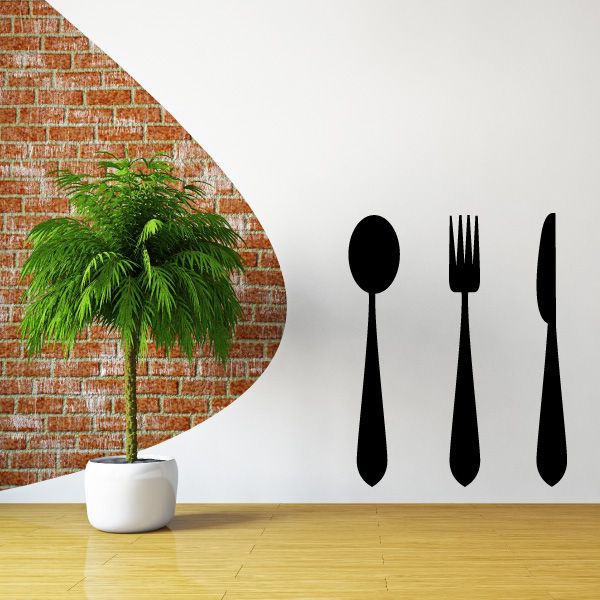 Image of Spoon Fork and Knife Silhouette Decal