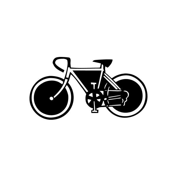 Sport bicycle wall decal, black silhouette with detailed wheels and frame