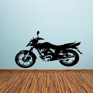 Sport bike decal with black motorcycle silhouette, side view