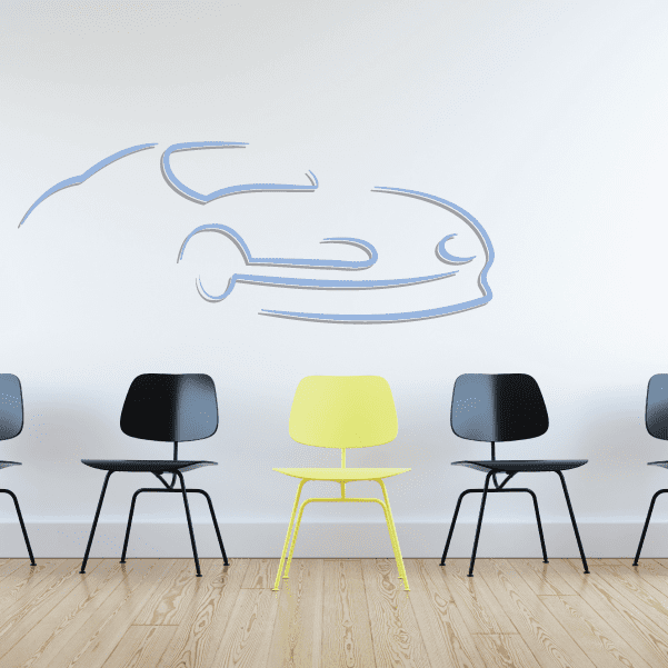 Blue sports car line drawing wall sticker