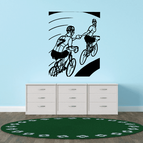 Image of Sports Handshake Cyclist Decal