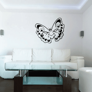 Spotted butterfly masquerade mask wall decal, black-and-white butterfly face design
