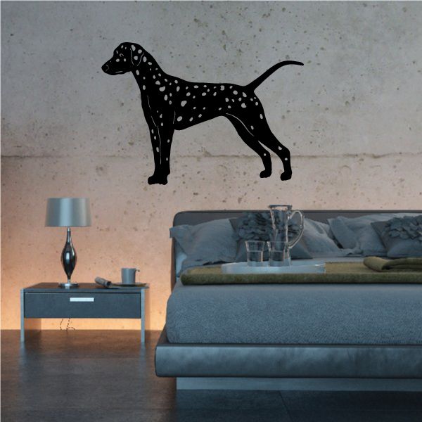 Spotted Dalmatian dog decal, black silhouette with white speckles
