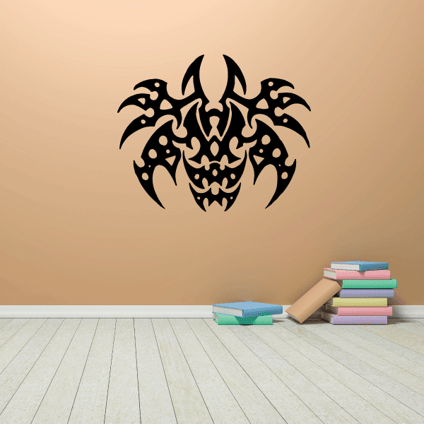Demon mask decal with spotted black tribal flames design