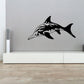 Spotted dolphin wall decal with black silhouette and detailed fins
