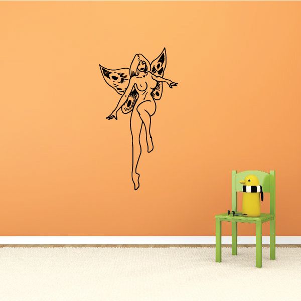 Yellow fairy with spotted wings wall decal