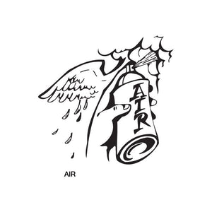Angel spray paint can decal, black graffiti-style with dripping paint and wings