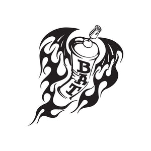 Black graffiti wings spray can flying decal sticker with emblem