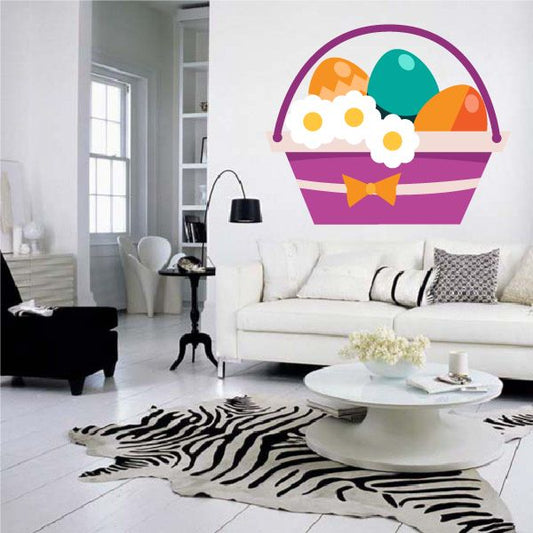 Image of Spring Easter Egg Basket Printed Die Cut Decal