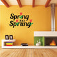 Spring Has Sprung flower wall decal with pink blossoms and green leaves