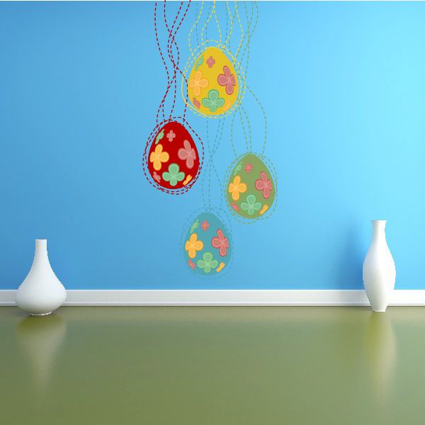 Image of Spring Vines Easter Eggs Printed Die Cut Decal