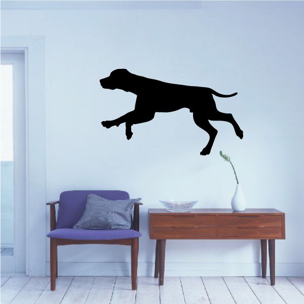 Black sprinting hound dog wall decal with motion silhouette