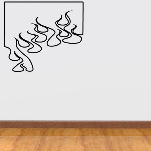 Image of Square Angles Corners Top Sides Ghost Flames Car Decal - Vinyl Decal - Wall Decal - CF615
