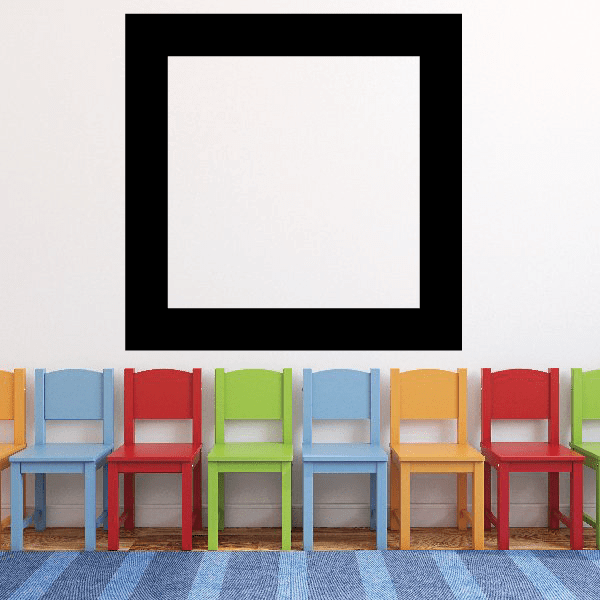 Square astrological decal with a black border and blank white center
