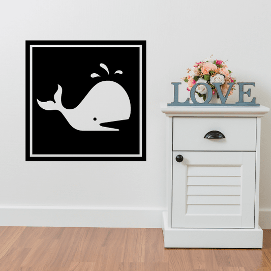 Image of Square Style Adorable Whale Decal