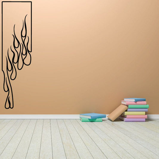 Image of Square Top Sides Flat Tall Ghost Flames Car Decal - Vinyl Decal - Wall Decal - CF647
