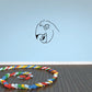 Parrot head decal, light blue outline with black beak and wide eye