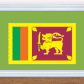 Sri Lanka flag sticker with yellow border, green/orange stripes and maroon lion panel