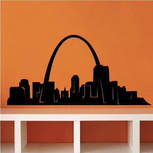 St. Louis Gateway Arch decal with black skyline silhouette and tall arch