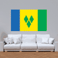 Flag sticker with blue, yellow, and green stripes and center diamond emblem