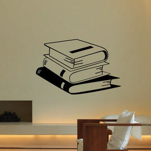 Stack of books wall decal, three books with black spines