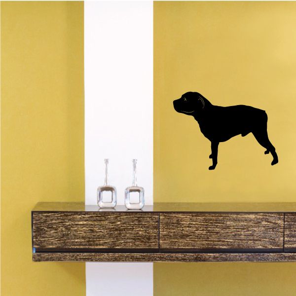 Staffordshire Bull Terrier decal: black dog silhouette with raised head and tail.