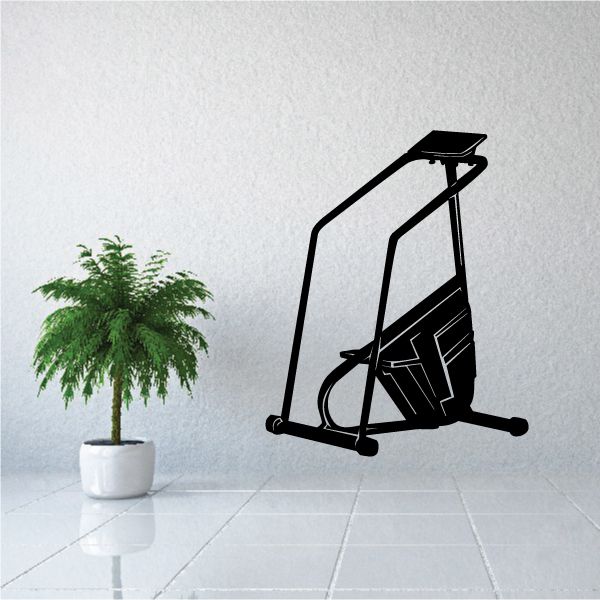 Stair climber fitness wall decal, black machine outline with handlebars and foot steps