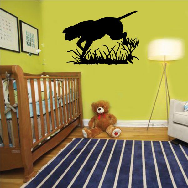 Stalking hunting dog decal silhouette