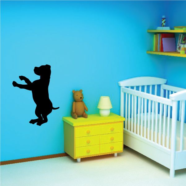 Black puppy wall decal silhouette, standing pose with raised tail