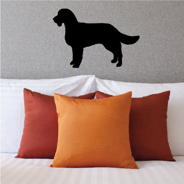 Standing American Water Spaniel decal: black standing dog silhouette