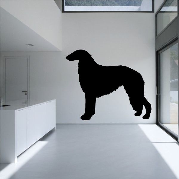 Standing dark Borzoi dog decal with full-body silhouette