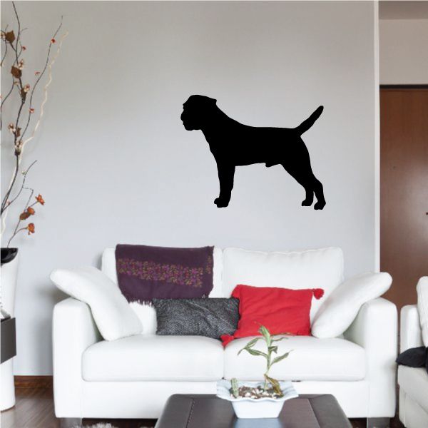 Standing Boston Terrier wall decal, black dog silhouette