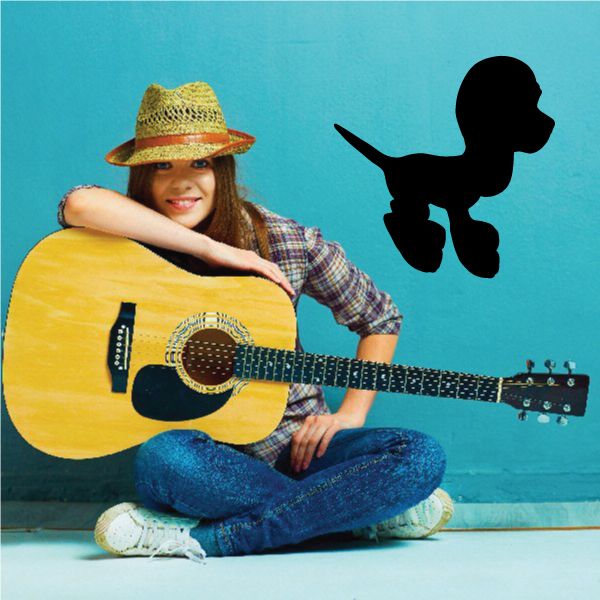 Standing cartoon dog decal sticker with black dog silhouette