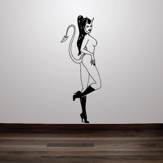 Image of Standing Devil Girl in Boots Decal