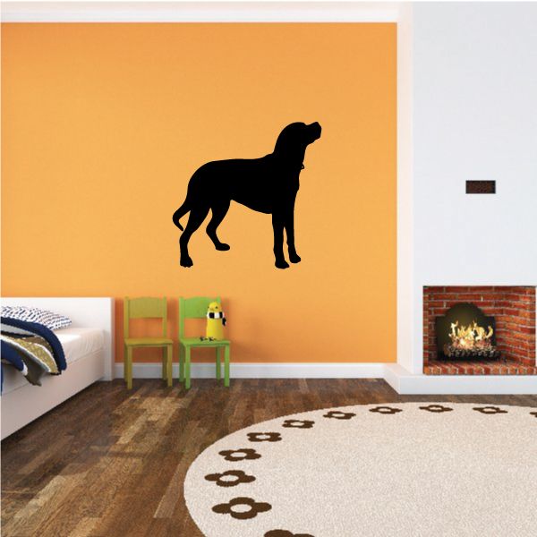 Standing dog decal with a black silhouette of a standing dog