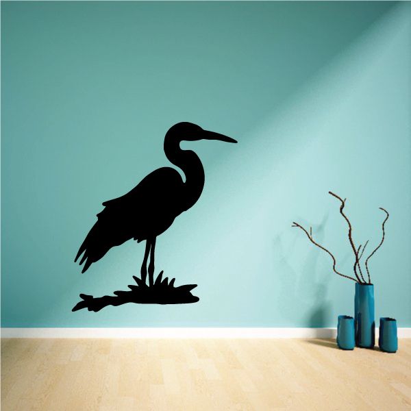 Image of Standing Egret on Grass Decal