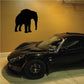 Standing elephant decal in solid black