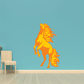 Fire mane horse sticker, standing, orange and yellow flame design.