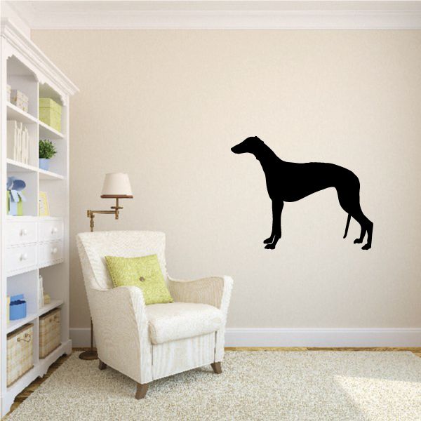 Standing greyhound wall decal, black silhouette
